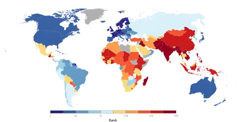 A kibocsátás céljainak teljesülését mérő EPI index áttekintő térképe - kattintva kereshető formában - forrás: Yale